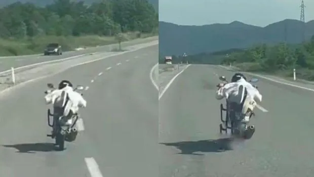 Motosikleti yüzüstü kullanmak pahalıya patladı, 45 bin lira ceza kesildi